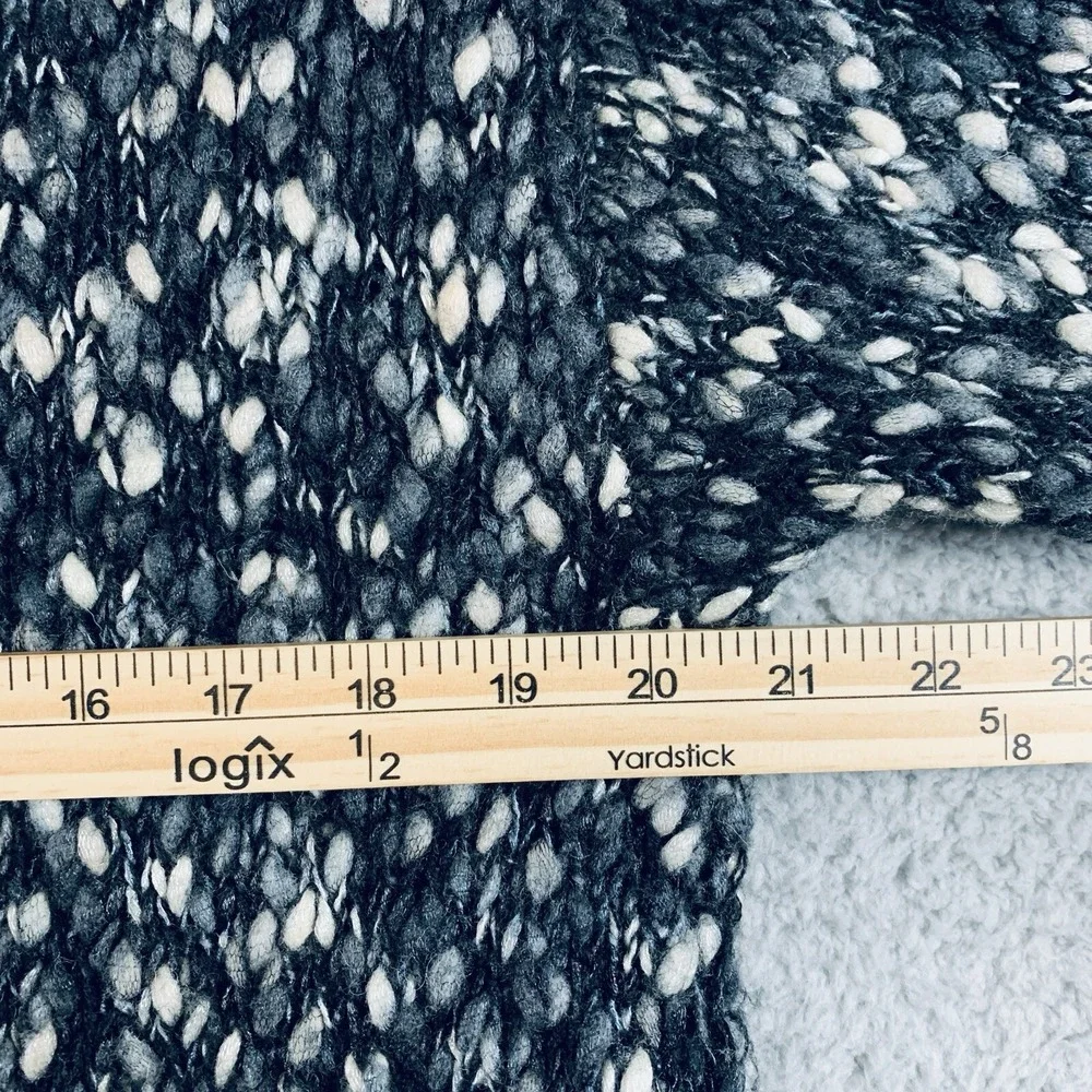 J.Jill Sweater Women's Hi Low Pullover Knit Long Sleeve Wool Blend Black White M